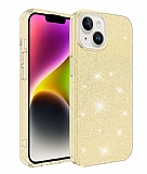 Eiroo Silvery iPhone 14 Simli Gold Silikon Klf