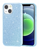 Eiroo Silvery iPhone 13 Simli Mavi Silikon Kılıf