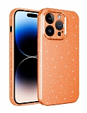 Eiroo Silvery iPhone 14 Pro Max Simli Turuncu Silikon Kılıf