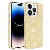 Eiroo Silvery iPhone 14 Pro Max Simli Gold Silikon Kılıf