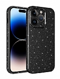 Eiroo Silvery iPhone 14 Pro Simli Siyah Silikon Kılıf