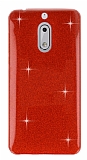 Eiroo Silvery Nokia 6 Simli Kırmızı Silikon Kılıf