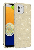 Eiroo Silvery Samsung Galaxy A03 Simli Gold Silikon Kılıf