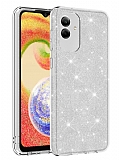 Eiroo Silvery Samsung Galaxy A04 Simli Silver Silikon Kılıf