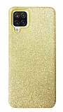 Eiroo Silvery Samsung Galaxy M12 Simli Gold Silikon Klf