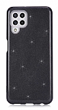 Eiroo Silvery Samsung Galaxy M32 Kamera Korumalı Simli Siyah Silikon Kılıf