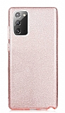 Eiroo Silvery Samsung Galaxy Note 20 Simli Pembe Silikon Kılıf