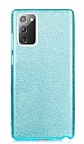 Eiroo Silvery Samsung Galaxy Note 20 Simli Mavi Silikon Kılıf