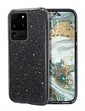 Eiroo Silvery Samsung Galaxy S20 Ultra Simli Siyah Silikon Kılıf