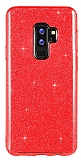 Eiroo Silvery Samsung Galaxy S9 Plus Simli Kırmızı Silikon Kılıf