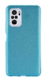 Eiroo Silvery Xiaomi Poco M5s Kamera Korumalı Simli Mavi Silikon Kılıf