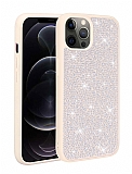 Eiroo Stone iPhone 13 Pro Taşlı Beyaz Silikon Kılıf