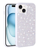 Eiroo Stone iPhone 15 Tal Beyaz Silikon Klf