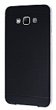 Eiroo Stripe Samsung Galaxy A7 Silver Kenarlı Siyah Silikon Kılıf