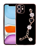 Eiroo Taka iPhone 11 Kamera Korumalı Zincirli Siyah Silikon Kılıf