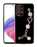 Eiroo Taka Samsung Galaxy A33 5G Kamera Korumalı Zincirli Siyah Silikon Kılıf