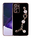 Eiroo Taka Samsung Galaxy Note 20 Ultra Kamera Korumalı Zincirli Siyah Silikon Kılıf