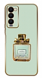 Eiroo Tecno Camon 18 premier Taşlı Parfüm Standlı Yeşil Silikon Kılıf