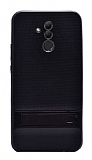 Eiroo Tiger Power Huawei Mate 20 Lite Standlı Ultra Koruma Siyah Silikon Kılıf