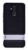 Eiroo Tiger Power Huawei Mate 20 Lite Standlı Ultra Koruma Silver Silikon Kılıf