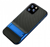 Eiroo Tiger Power iPhone 11 Pro Standlı Ultra Koruma Lacivert Silikon Kılıf