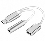 Eiroo USB Type-C Konuşma Özellikli Şarj ve Jack Kulaklık Girişi Çoğaltıcı Adaptör