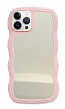 Eiroo Wave Mirror iPhone 13 Pro Pembe Silikon Kılıf