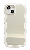 Eiroo Wave Mirror iPhone 13 Beyaz Silikon Kılıf