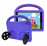 Eiroo Wheel Car iPad 10.2 2019 Ultra Koruma Mor Kılıf