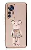 Eiroo Xiaomi 12T Candy Bear Standl Pembe Silikon Klf