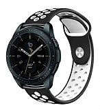 Eiroo Samsung Galaxy Watch 3 45 mm Silikon Siyah-Beyaz Spor Kordon