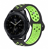 Eiroo Samsung Galaxy Watch 3 45 mm Silikon Siyah-Yeil Spor Kordon