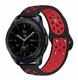 Eiroo Samsung Galaxy Watch 3 45 mm Silikon Siyah-Krmz Spor Kordon
