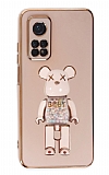 Eiroo Xiaomi Mi 10T Pro Candy Bear Standl Pembe Silikon Klf