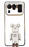 Eiroo Xiaomi Mi 11 Ultra Baby Bear Standl Beyaz Silikon Klf