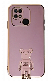 Eiroo Xiaomi Poco C40 Baby Bear Standl Mor Silikon Klf