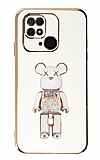 Eiroo Xiaomi Poco C40 Candy Bear Standl Beyaz Silikon Klf