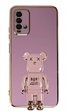Eiroo Xiaomi Poco M3 Baby Bear Standlı Mor Silikon Kılıf