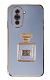Eiroo Huawei nova 10 Aynalı Parfüm Standlı Mavi Silikon Kılıf