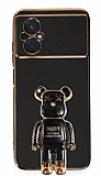 Eiroo Xiaomi Poco M5 Baby Bear Standl Siyah Silikon Klf
