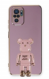Eiroo Xiaomi Poco M5s Baby Bear Standl Mor Silikon Klf