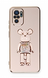 Eiroo Xiaomi Poco M5s Candy Bear Standl Pembe Silikon Klf