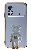 Eiroo Xiaomi Poco X4 Pro 5G Baby Bear Standl Mavi Silikon Klf