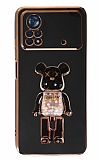 Eiroo Xiaomi Poco X4 Pro 5G Candy Bear Standl Siyah Silikon Klf