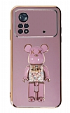 Eiroo Xiaomi Poco X4 Pro 5G Candy Bear Standl Mor Silikon Klf