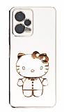 Eiroo Xiaomi Poco X5 5G Aynal Kitty Standl Beyaz Silikon Klf