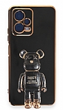 Eiroo Xiaomi Poco X5 5G Baby Bear Standl Siyah Silikon Klf