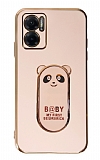 Eiroo Xiaomi Redmi 10 5G Baby Panda Standlı Pembe Silikon Kılıf