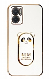 Eiroo Xiaomi Redmi 10 5G Baby Panda Standlı Beyaz Silikon Kılıf