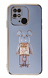 Eiroo Xiaomi Redmi 10C Candy Bear Standl Mavi Silikon Klf